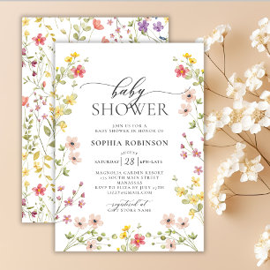 Invitation Baby shower de printemps Fleur sauvage de Bohême