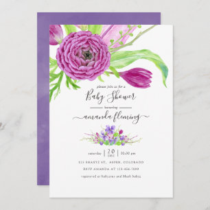 Invitation Baby shower de printemps floral aquarelle