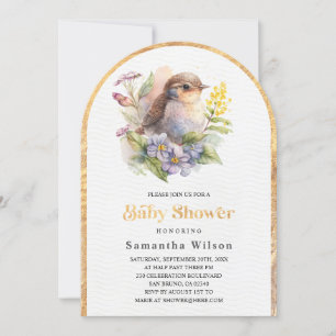 Invitation Baby shower de printemps floral aux oiseaux mignon