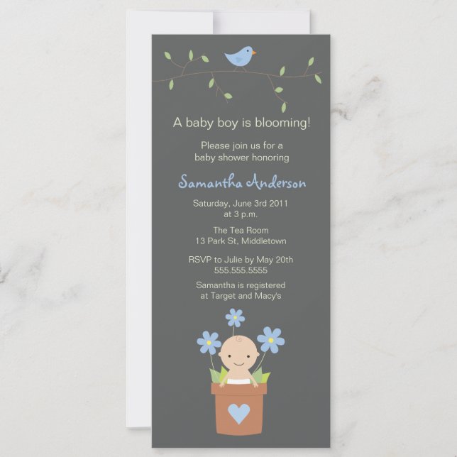 Invitation Baby shower de printemps moderne - Garçon (Devant)
