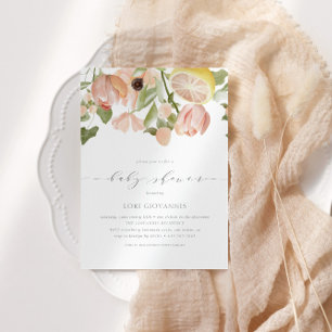 Invitation Baby shower de printemps rose limonade moderne