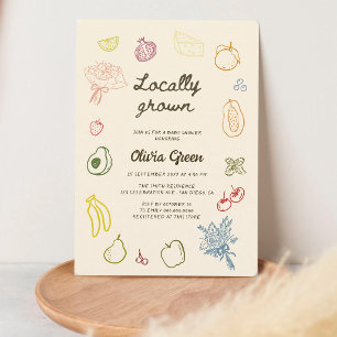 Invitation Baby Shower de Produits Locaux Dessinés à la Main