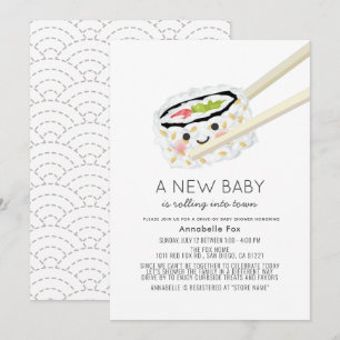 Invitation Baby shower de promenade Sushi Roll Kawaii