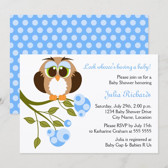 Invitation Baby shower de pucerons aux yeux verts (Devant / Derrière)