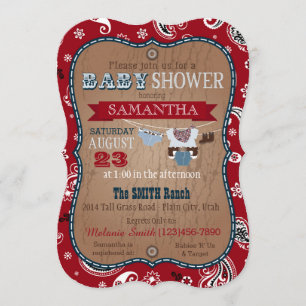 Invitation Baby shower de pullover de bandanna de cowboy