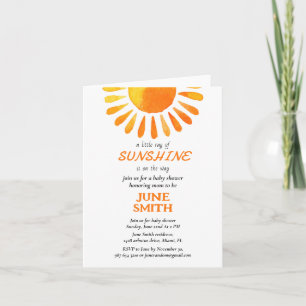 Invitation baby shower de rayons solaires aquarell