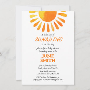 Invitation baby shower de rayons solaires aquarell