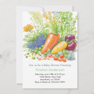 Invitation Baby shower de récolte de légumes d'aquarelle