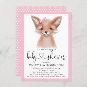 Invitation Baby shower de région boisée de fille de Fox