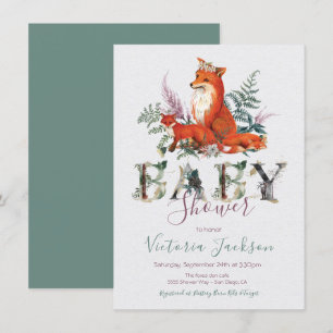 Invitation Baby shower de renard jumeau de la forêt de Woodla