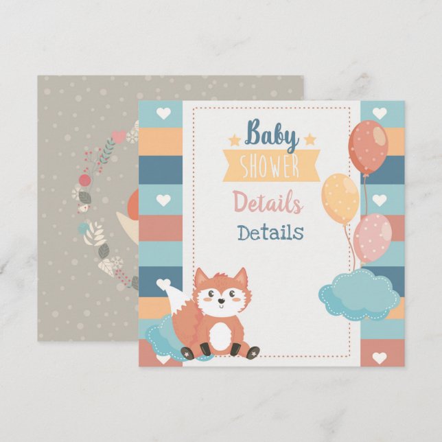 Invitation Baby shower de renards (Devant / Derrière)
