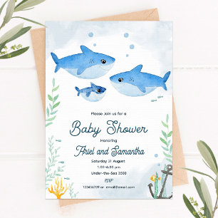 Invitation Baby shower de requin avec deux mamans