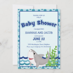 Invitation Baby shower de requin bleu