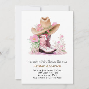 Invitation Baby shower de rêve en aquarelle Casquette et bott