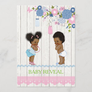 Invitation Baby shower de révélation de bébé afro-américain