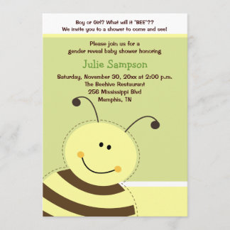 Invitation Baby shower de révélation de genre Bumble Bee Invi