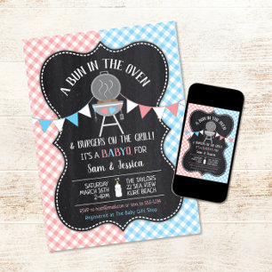 Invitation Baby shower de révélation de genre Bun in the Oven