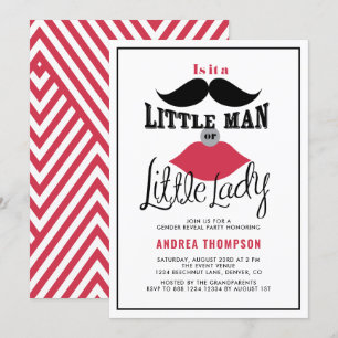 Invitation Baby shower de révélation de genre de la moustache