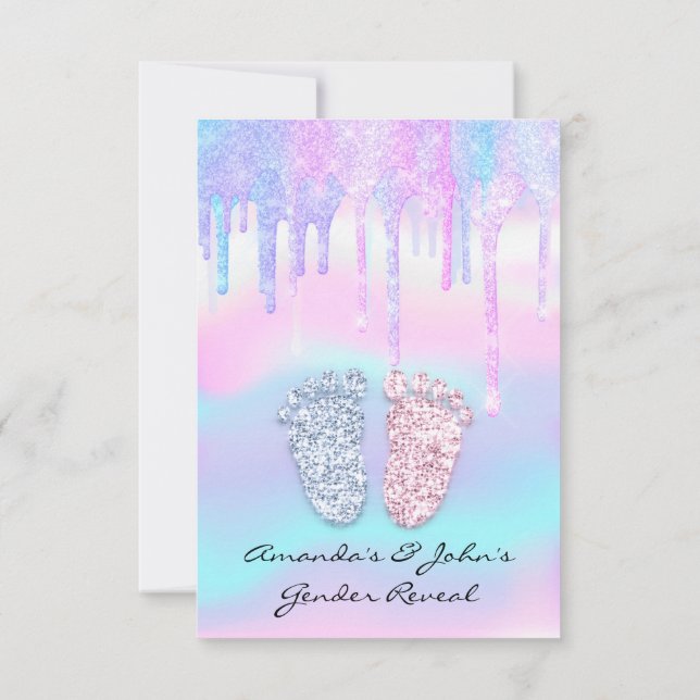 Invitation Baby shower de révélation de genre Fille pieds lic (Dos)