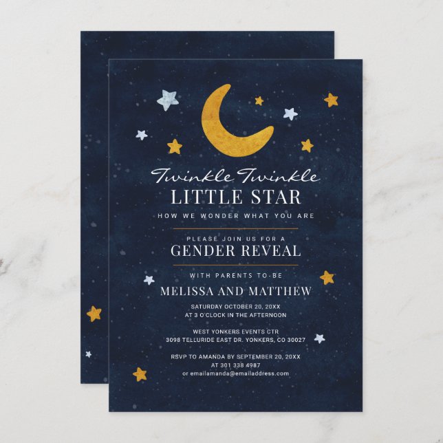 Invitation Baby shower de révélation de genre Garçon fille Lu (Devant / Derrière)