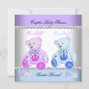 Invitation Baby shower de révélation de genre Nounours bleu p