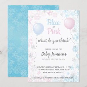 Invitation Baby shower de révélation de genre pour les flocon