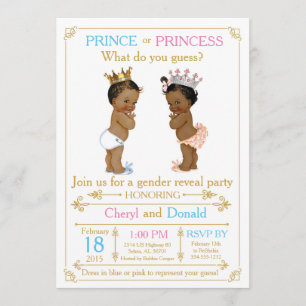 Invitation Baby shower de révélation de genre Prince or ou Pr