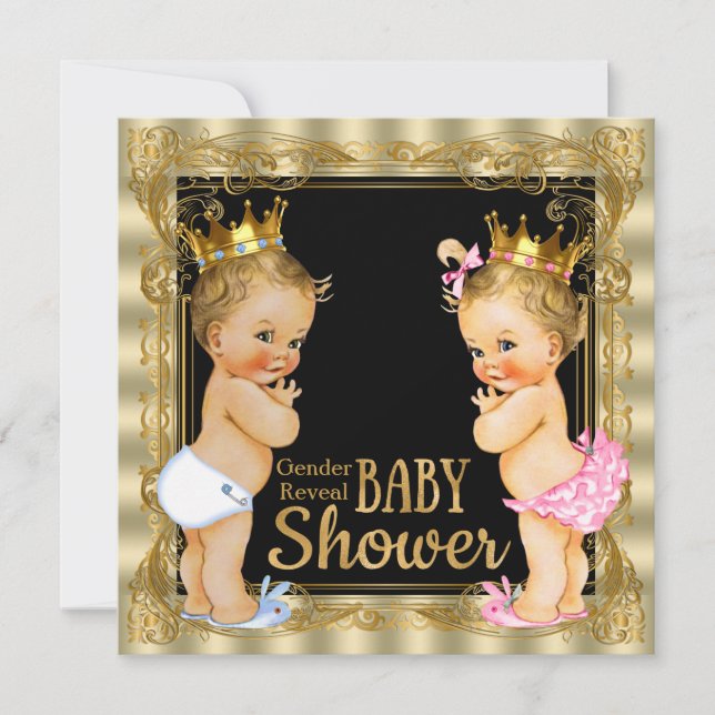 Invitation Baby shower de révélation de genre Prince Princess (Devant)