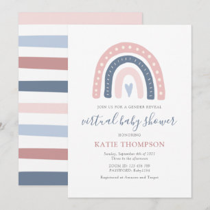 Invitation Baby shower de révélation de genre rose et bleu ar