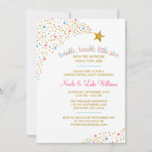 Invitation Baby shower de révélation de genre Twinkle Little