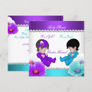 Invitation Baby shower de révélation de genre Violet Turquois