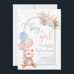 Invitation Baby shower de révélation du genre de l<br><div class="desc">Invitation Baby shower de révélation du genre de l'ours</div>