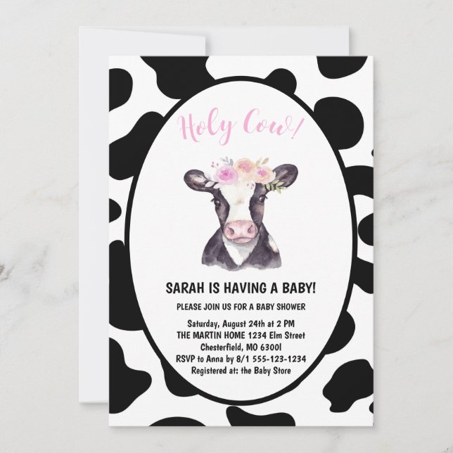 Invitation Baby shower de révélation du sexe de la vache Sain (Devant)