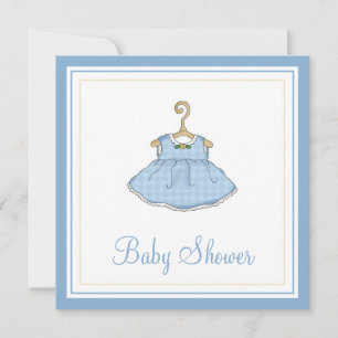 Invitation Baby shower de robe bleu petite fille