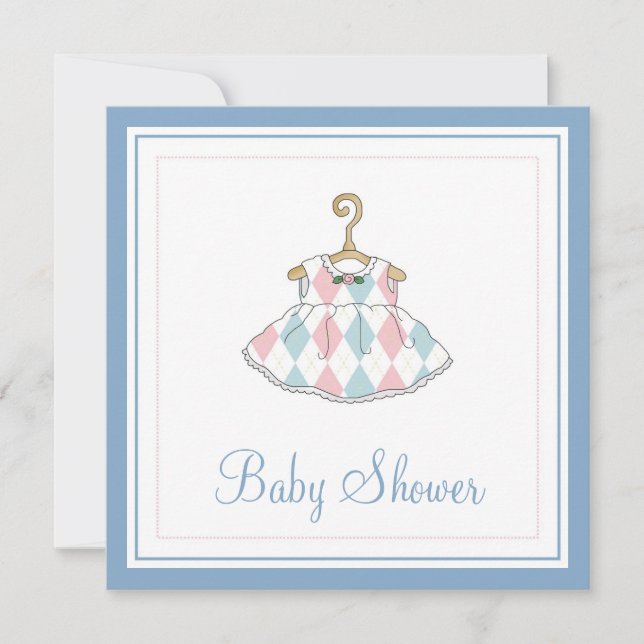 Invitation Baby shower de robe de Jacquard de peti (Devant)