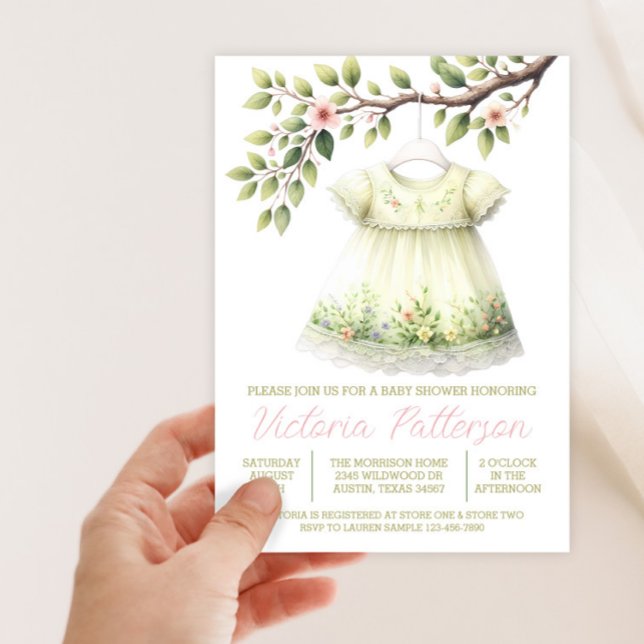 Invitation Baby shower de robe Fleur sauvage Girl Springtime (Wildflower dress spring baby shower invitation. Instant download and printed invitations available.)