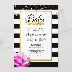 Invitation Baby shower de rose rose rose rose noire or noir