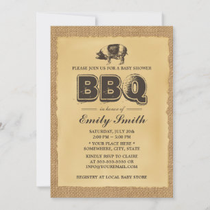 Invitation Baby shower de rôti de porc BBQ Party Burap