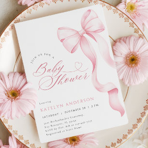 Invitation Baby shower de ruban rose Bow