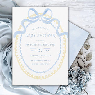 Invitation Baby shower de ruban Vintage bleu et jaune