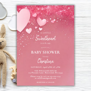 Invitation Baby shower de Saint-Valentin rose Sweetheart