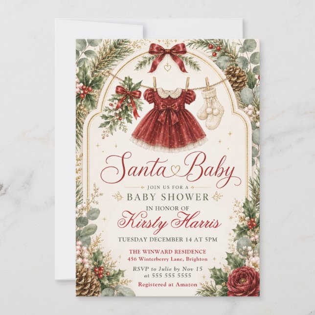 Invitation Baby Shower de Santa (Devant)