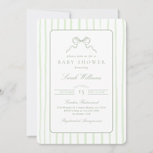Invitation Baby shower de sauge lunaire (Devant)