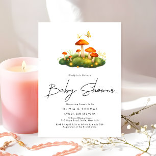 Invitation Baby shower de script de champignons modernes tend