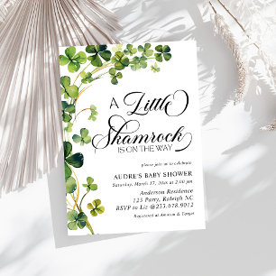 Invitation Baby shower de script de petit Shamrock aquarelle