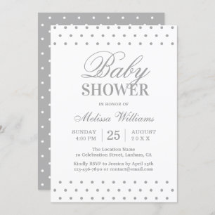 Invitation Baby shower de script Elegant Simple Grey White Do