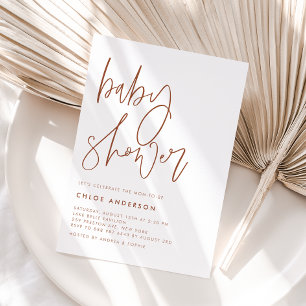 Invitation Baby shower de script manuscrit Boho Terracotta
