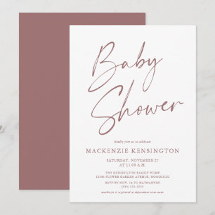 Invitation Baby shower de script manuscrit simple moderne