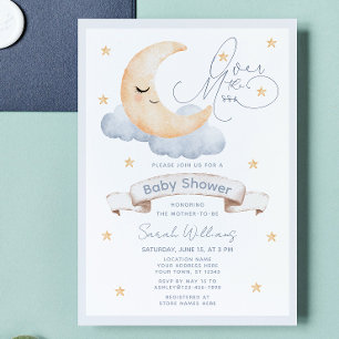 Invitation Baby shower de script neutre sur la lune