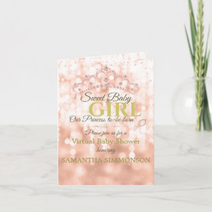 Invitation Baby shower de script or Blush Diamond Rose plié